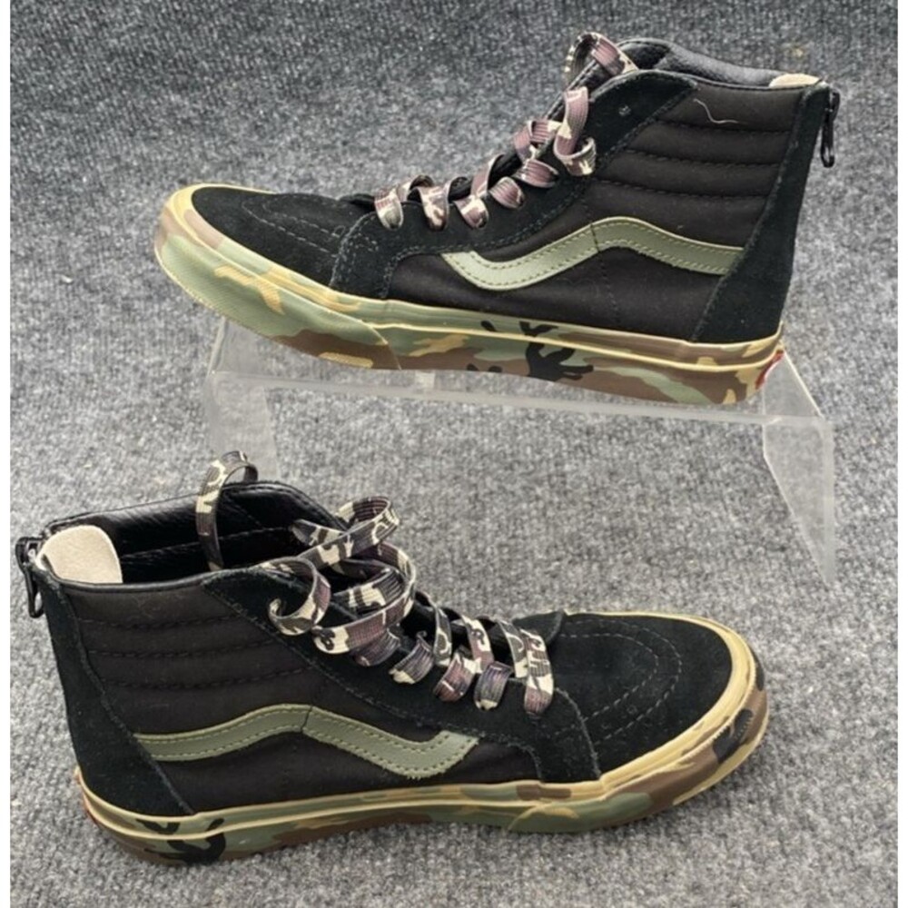 Vans Sk8-Hi Zip Kids Shoes Size 3.0 Camo Black Green High Top Skate Sneakers Boy - Picture 10 of 10